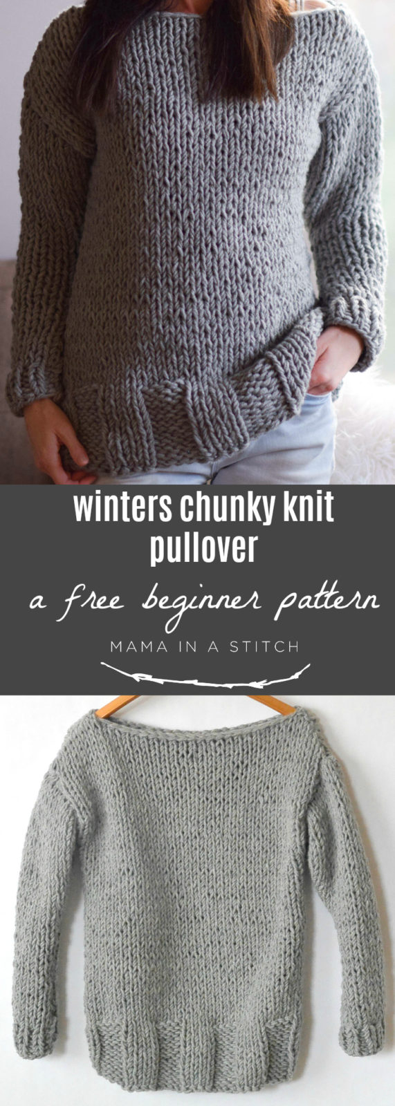 Free Sweater Patterns To Knit Winters Chunky Easy Knit Pullover Pattern Mama In A Stitch