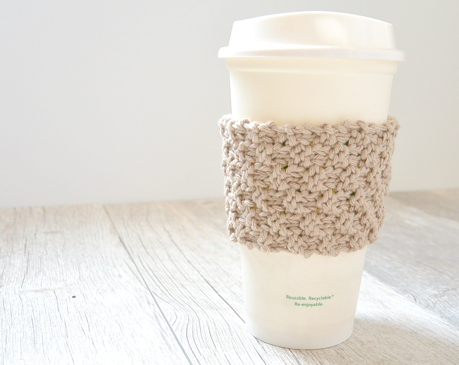 Knit Coffee Cup Sleeve Pattern Double Seed Stitch Knit Coffee Cozy Mama In A Stitch