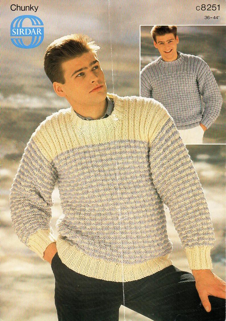 Mens Knitting Patterns Mens Sweater Knitting Pattern Pdf Mens Chunky Sweater Crew Neck Jumper 36 44 Chunky Bulky 12 Ply Mens Knitting Pattern Pdf Download