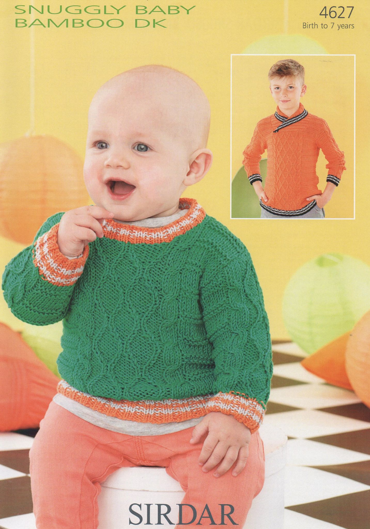 Sirdar Snuggly Knitting Patterns 4627 Sirdar Snuggly Ba Bamboo Dk Sweater Knitting Pattern To Fit Birth To 7 Years