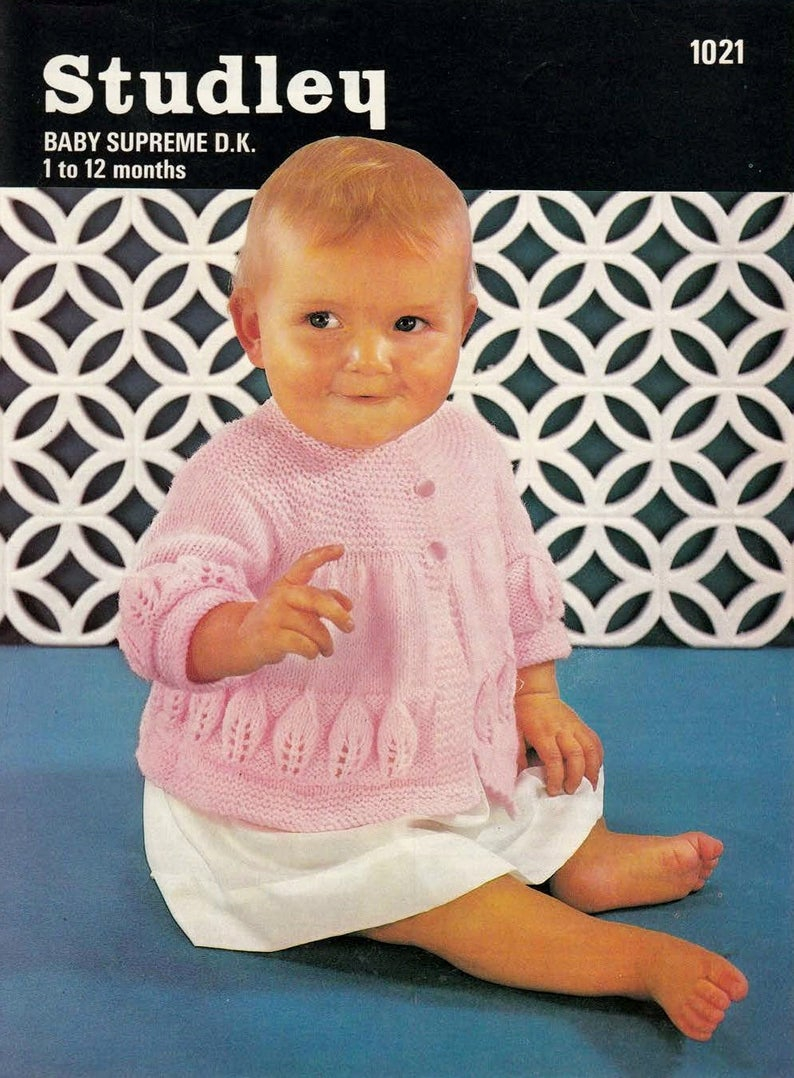 8 Ply Wool Knitting Patterns Ba Matinee Jacket Sweater In Dk 8 Ply Yarn Sizes 1 To 12 Etsy