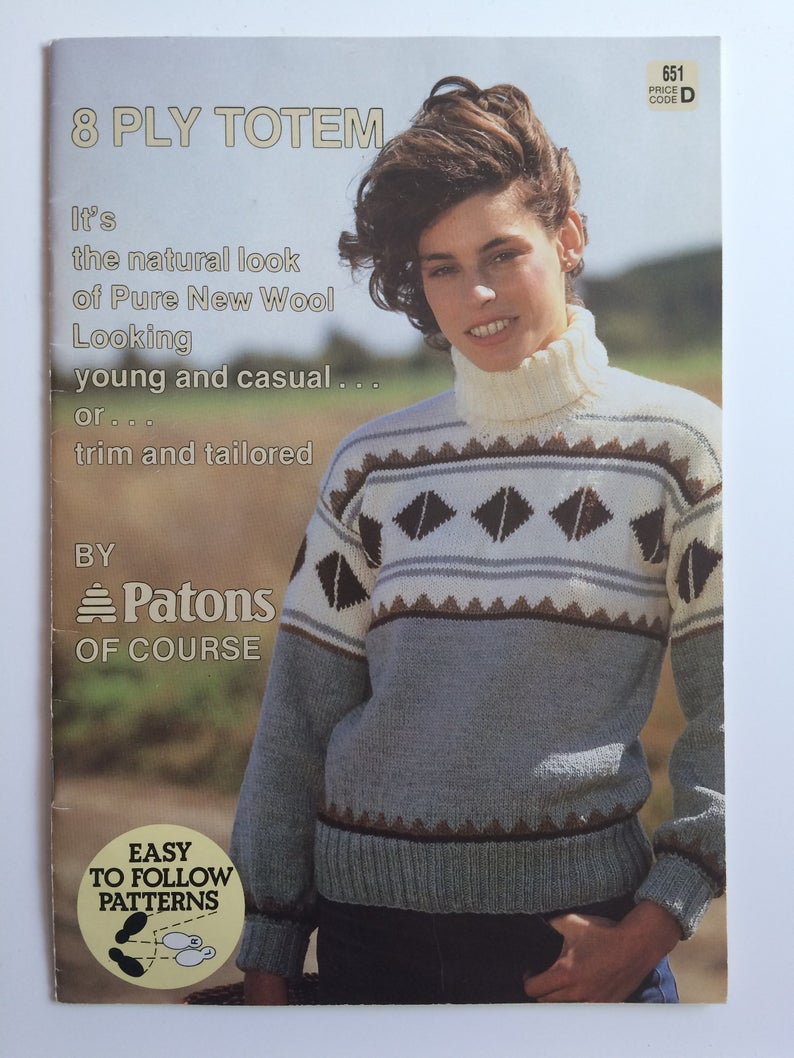 8 Ply Wool Knitting Patterns Patons Knitting Book 651 Totem 8 Ply Womens Knitting Etsy