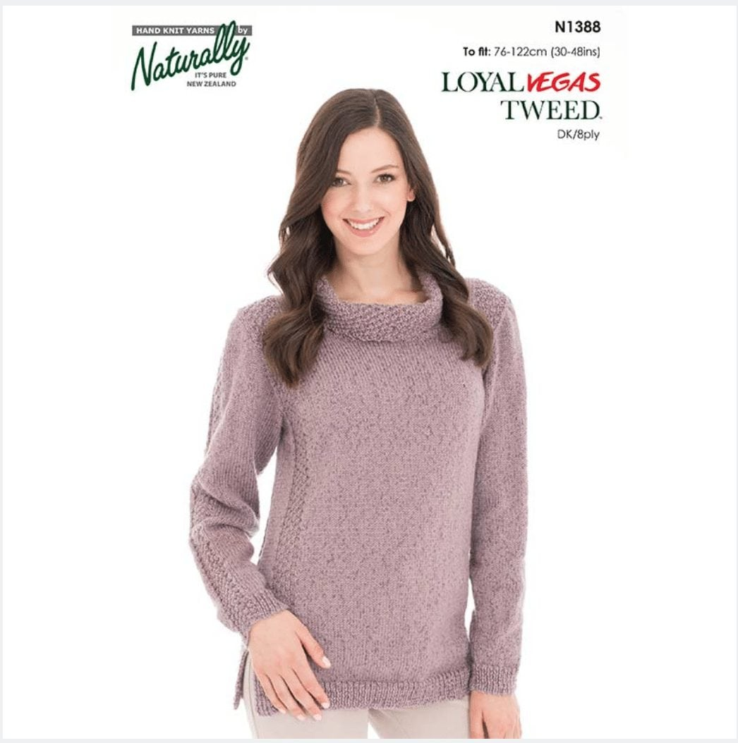 8 Ply Wool Knitting Patterns Vegas Tweed Outlined Sweater N1388 Knitting Pattern Fast Shipping