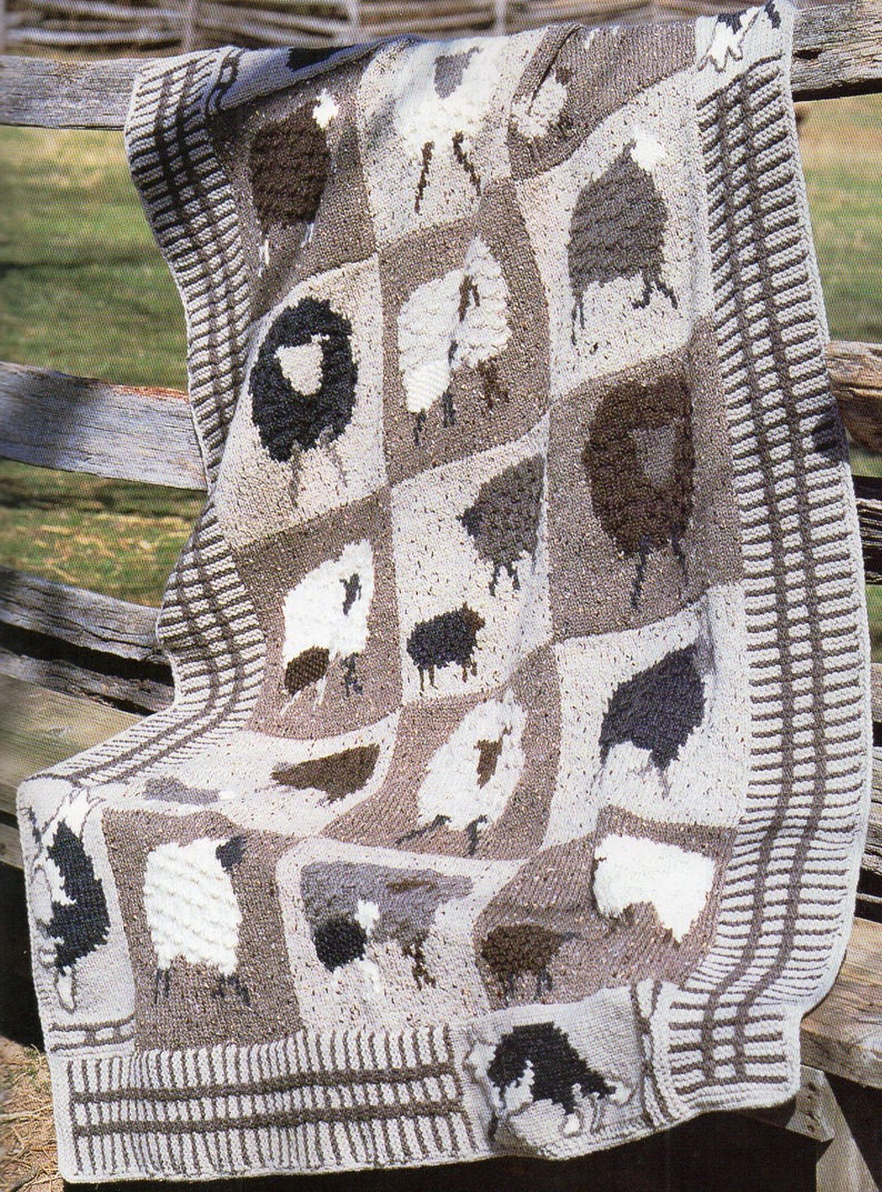 Afghan Knitting Pattern Farm Animals Afghan Knitting Pattern Lamb Sheep Fox Afghan Blanket Knitting Pattern Pdf Instant Download