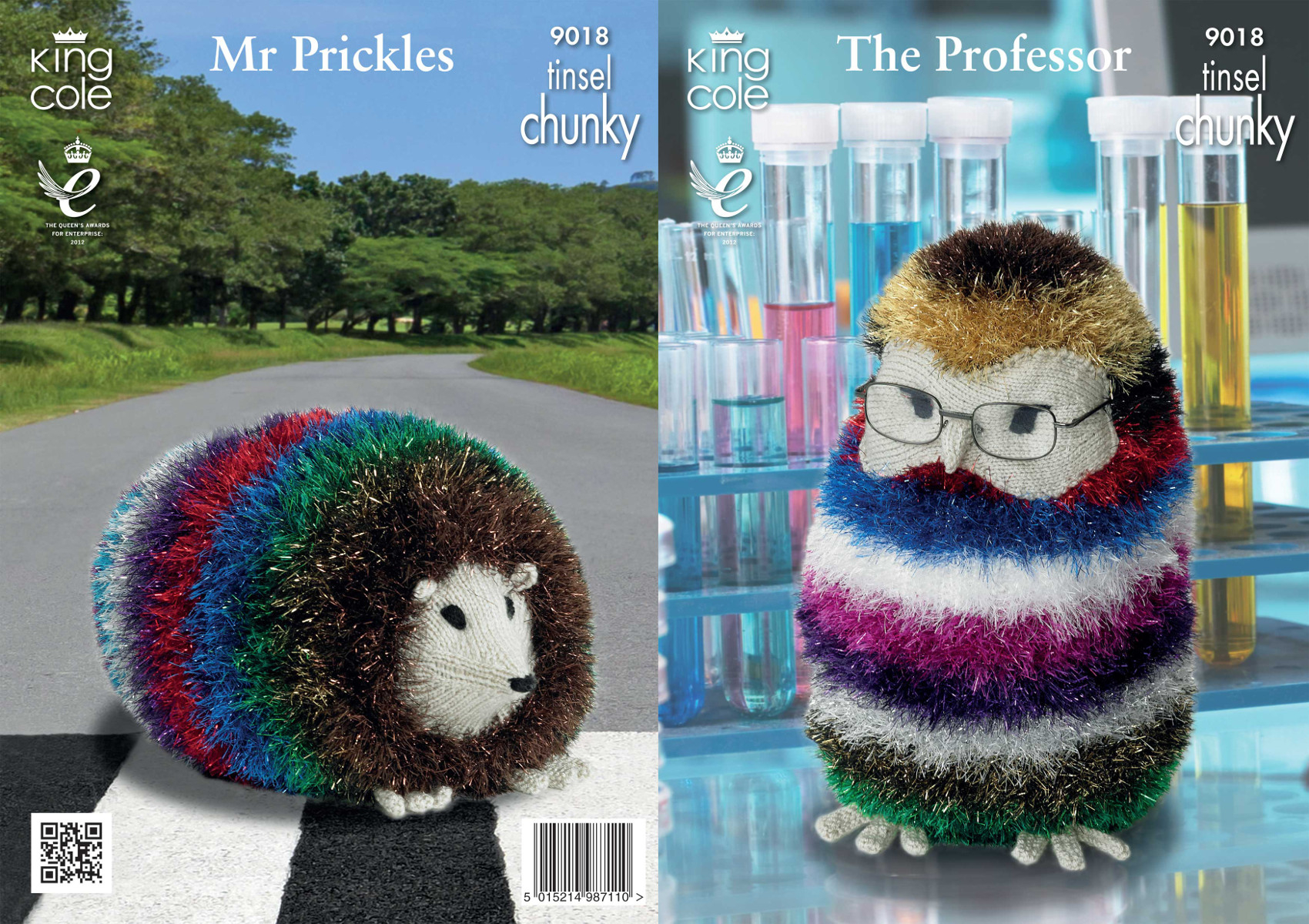Animal Knitting Patterns Details About Tinsel Chunky Knitting Pattern King Cole The Professor Mr Prickles Animal 9018