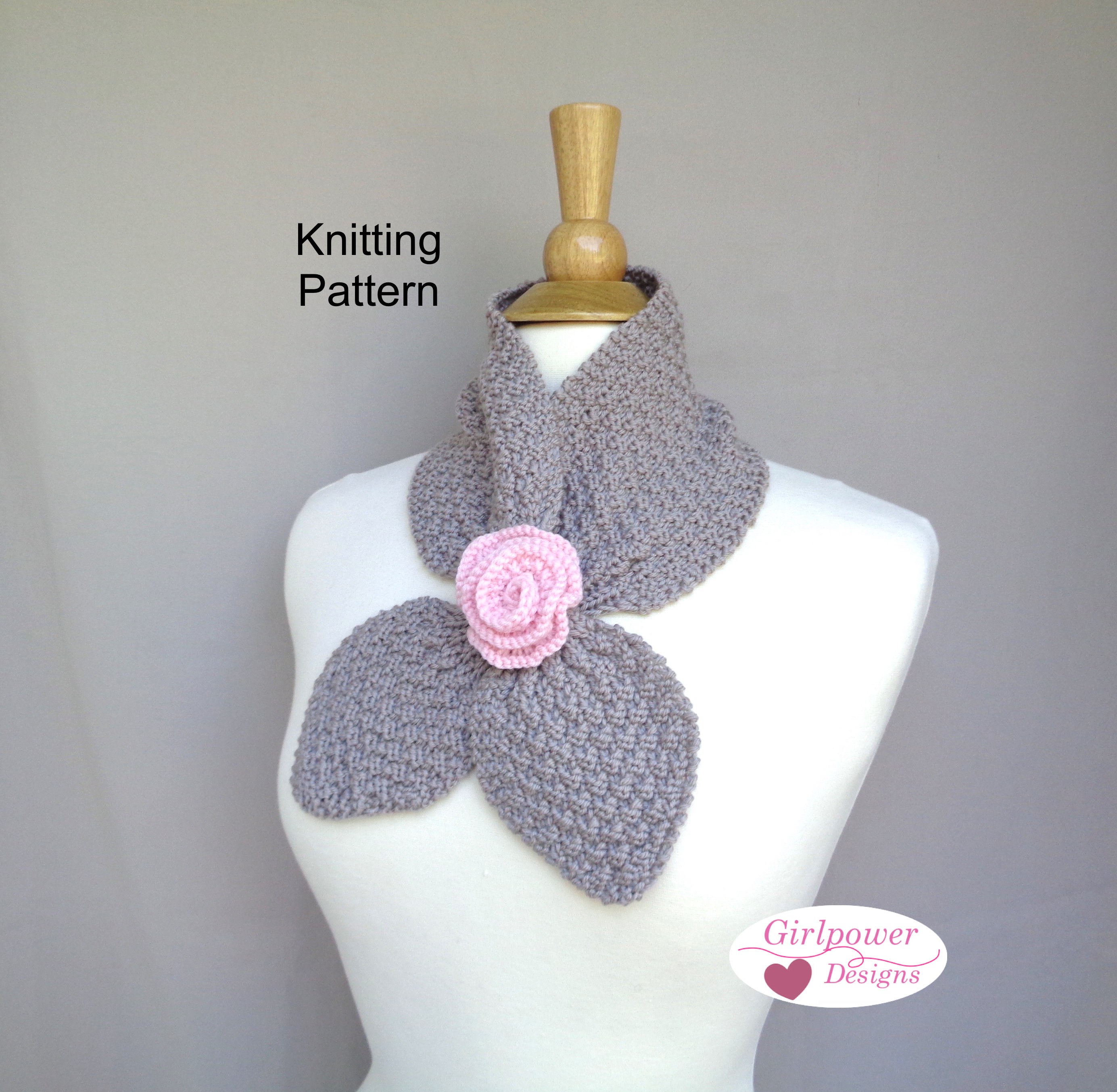 Ascot Scarf Knitting Pattern Rose Ascot Scarf Knitting Pattern Neck Warmer With Flower Accent Worsted Yarn Girls Women Bow Scarf