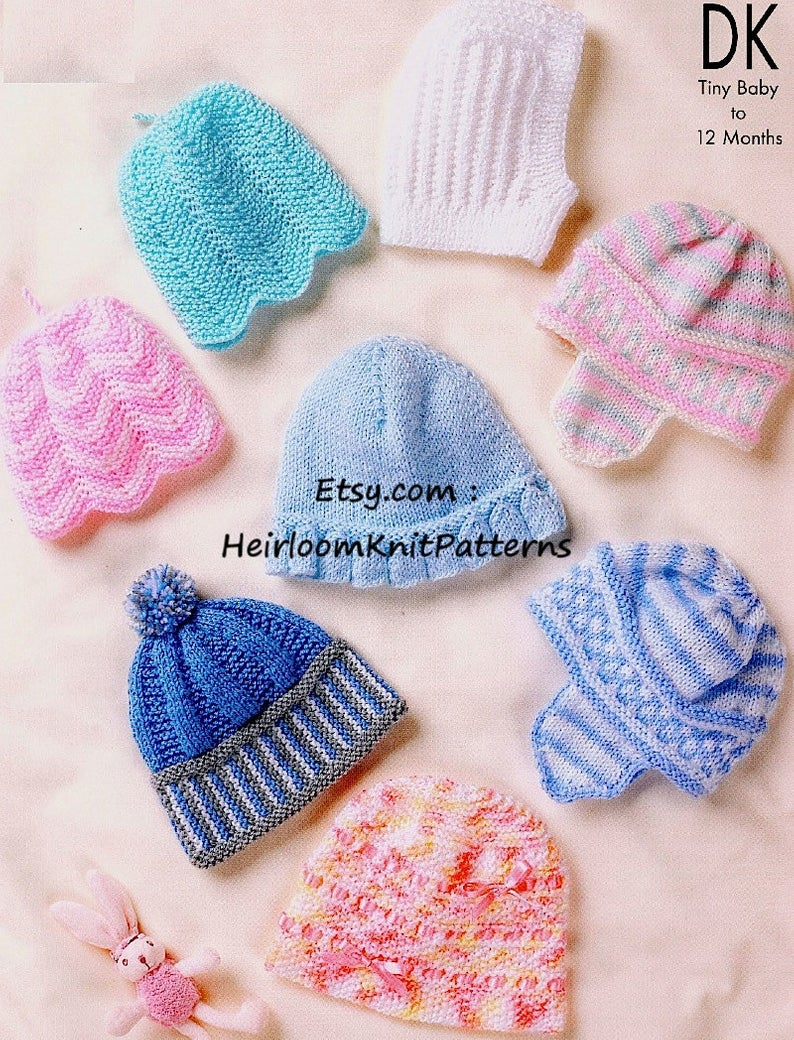 Baby Boy Hat Knitting Pattern Ba Hats Knitting Pattern Pdf 6 Designs Tiny Ba 12mths Dk 8ply Ba Boys Girls Hat Knitting Pattern Instant Download Pdf 615