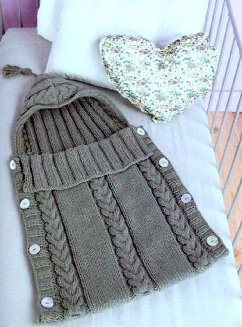 Baby Bunting Bag Knitting Pattern Vintage Knitting Pattern Ba Bunting Cable Knit Sleeping Bag With Hood Pdf Instant Digital Download Aran 10 Ply