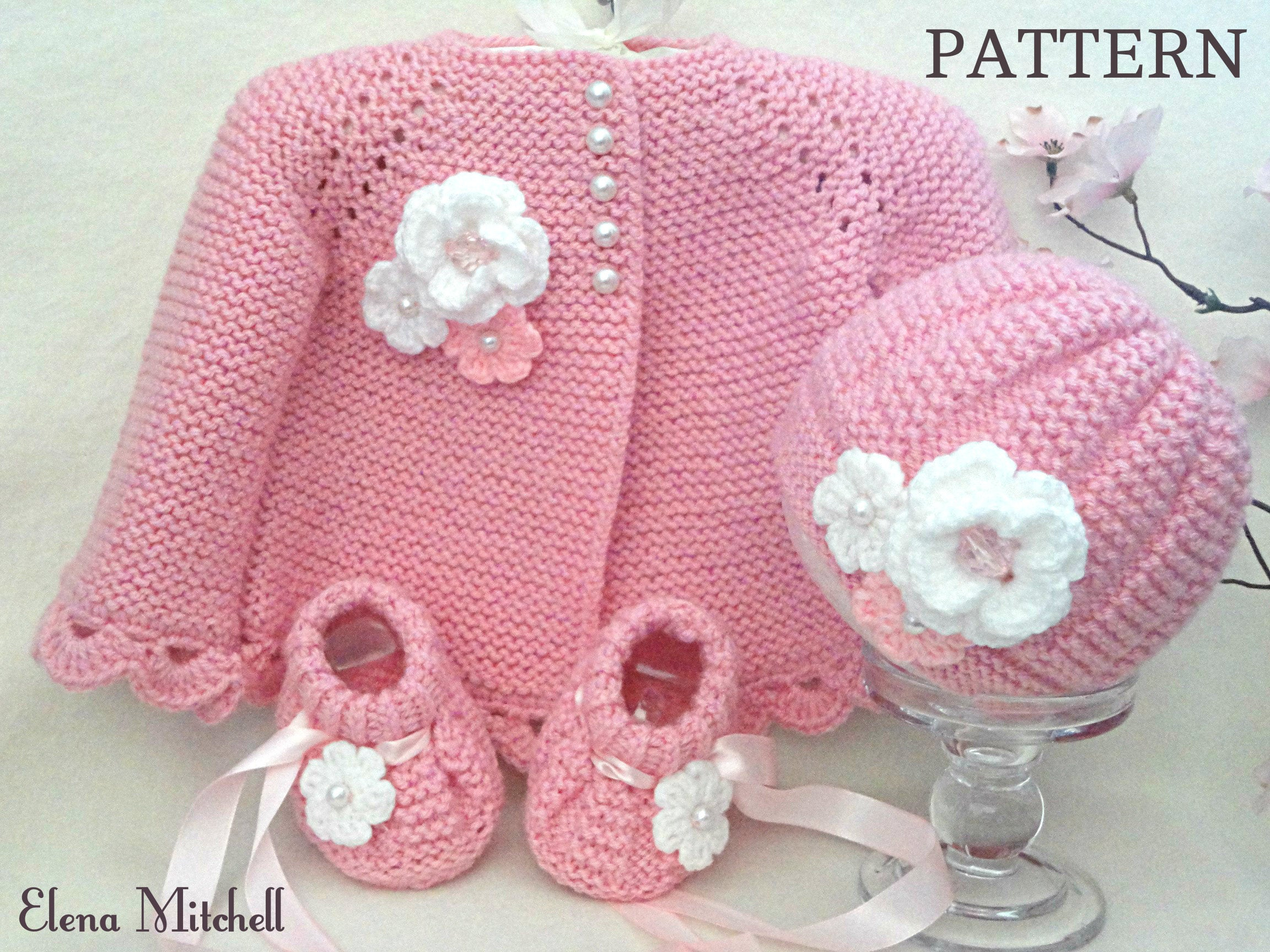 Baby Coat Knitting Pattern Knitting Pattern Ba Jacket Ba Cardigan Garter Stitch Ba Hat Ba Shoes Ba Booties Newborn Girl Coat Knitting Cardigan Ba Pattern