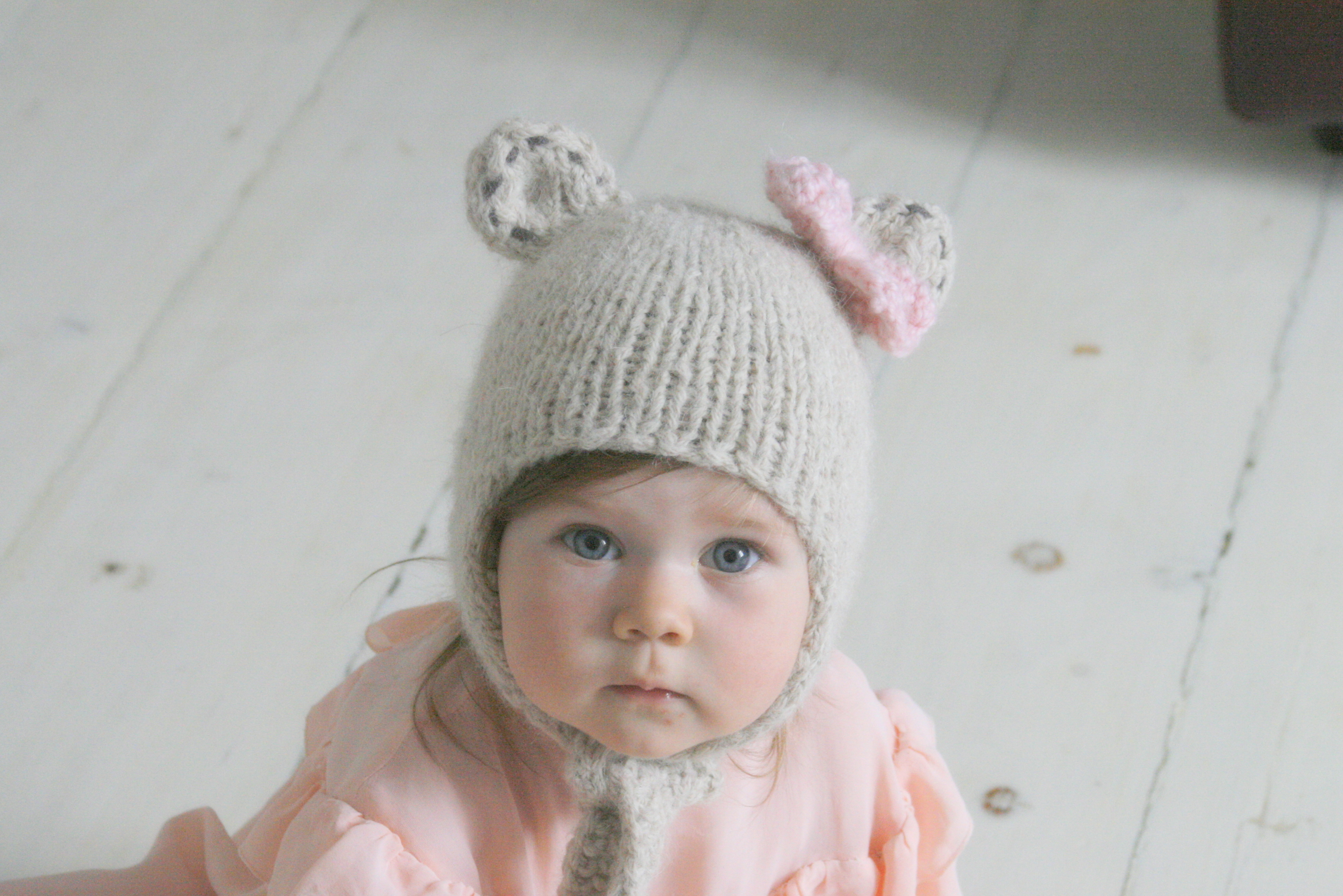 Baby Earflap Hat Knitting Pattern Knitting Pattern Ba Bear Bow Earflap Hat Nalle