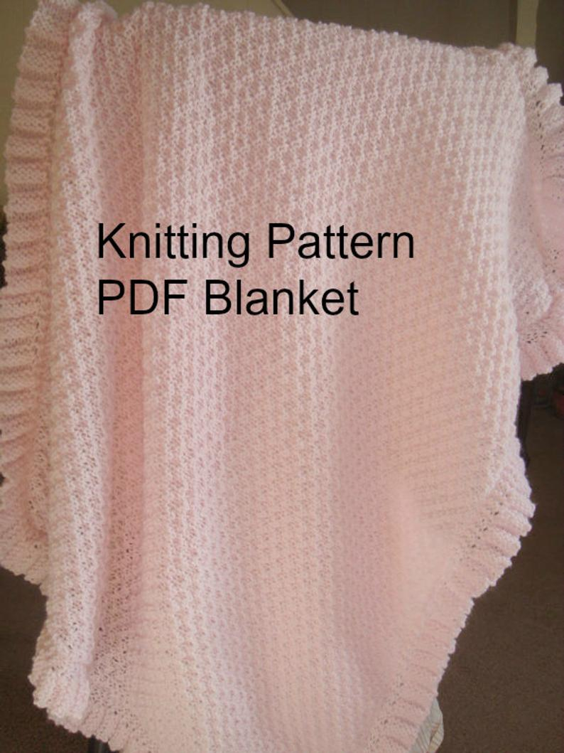 Baby Girl Blanket Knitting Patterns Knitting Pattern Ba Blanket With Ruffle Knit Pattern Pdf Pattern Diy Ba Shower Gift Knitting Pattern Ba Girl Blanketnewborn