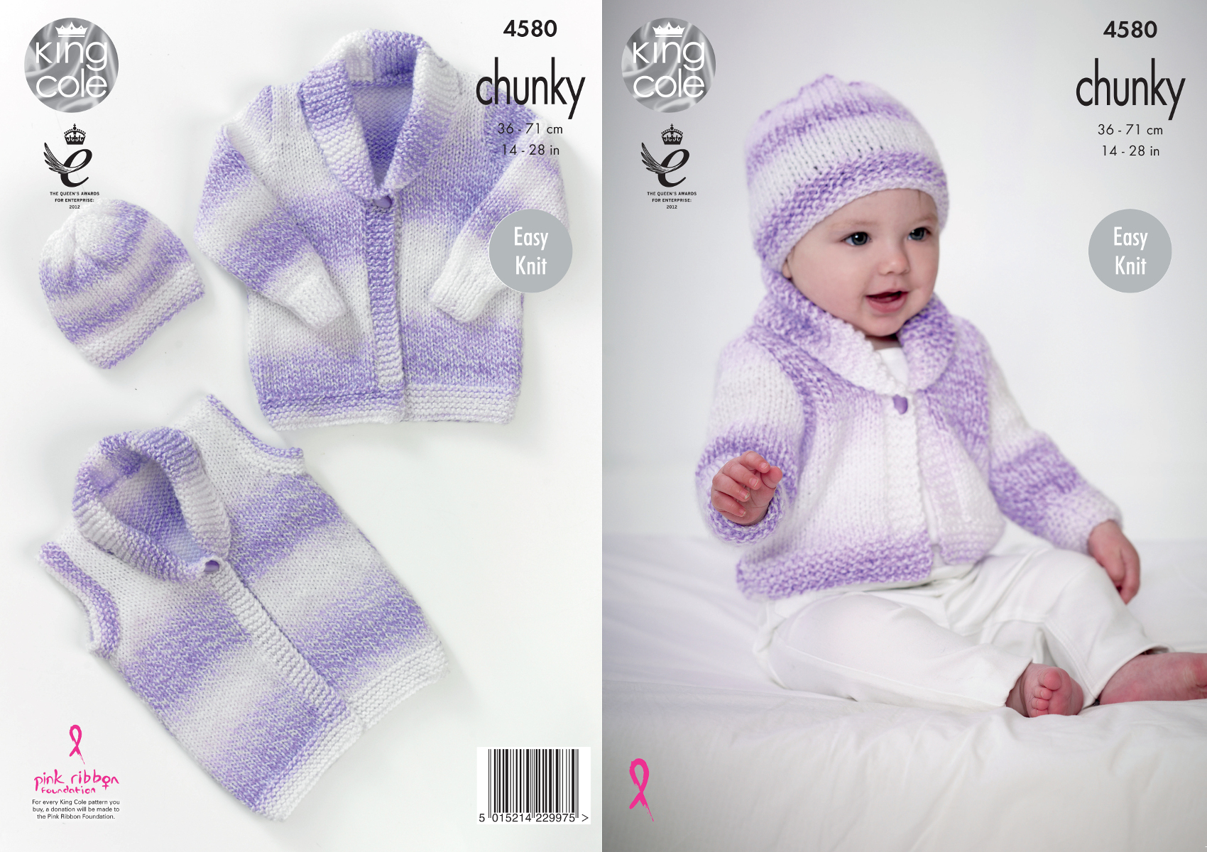 Baby Knitting Patterns Easy Details About Easy Knit Cardigan Waistcoat Hat Ba Knitting Pattern King Cole Chunky 4580