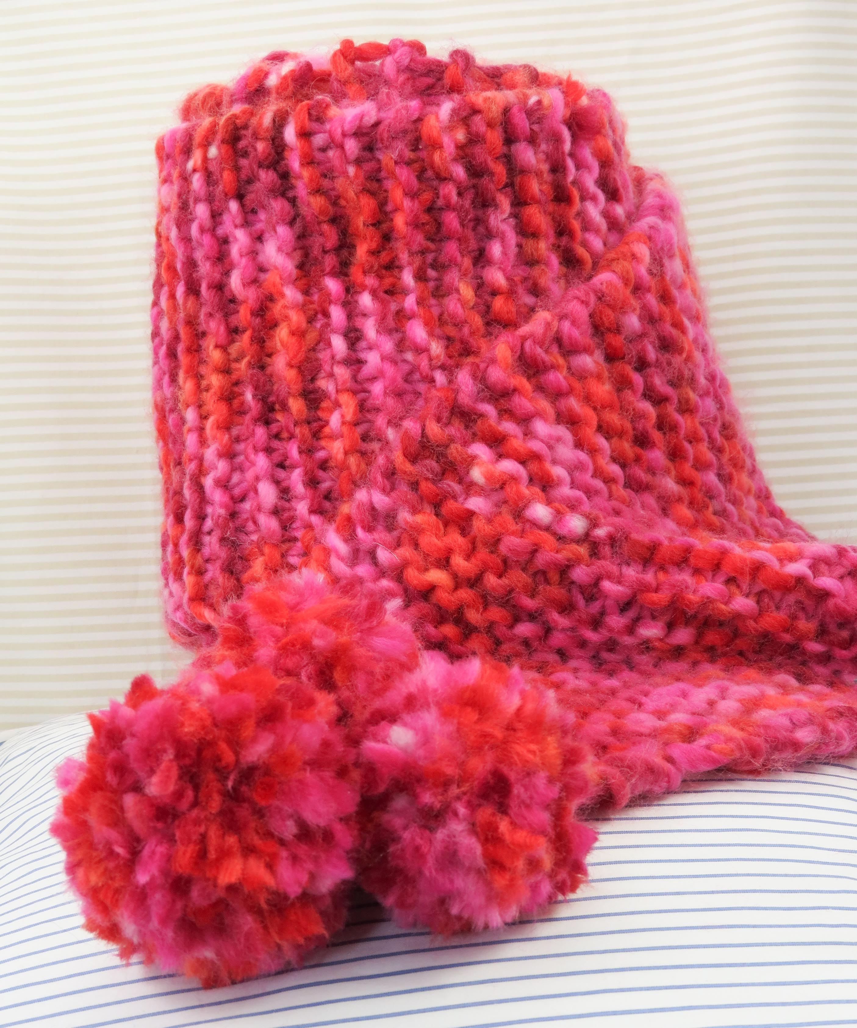 Basic Knitting Scarf Patterns Knit A Fabulous Pompom Scarf Easy Pattern To Download Buttonbag