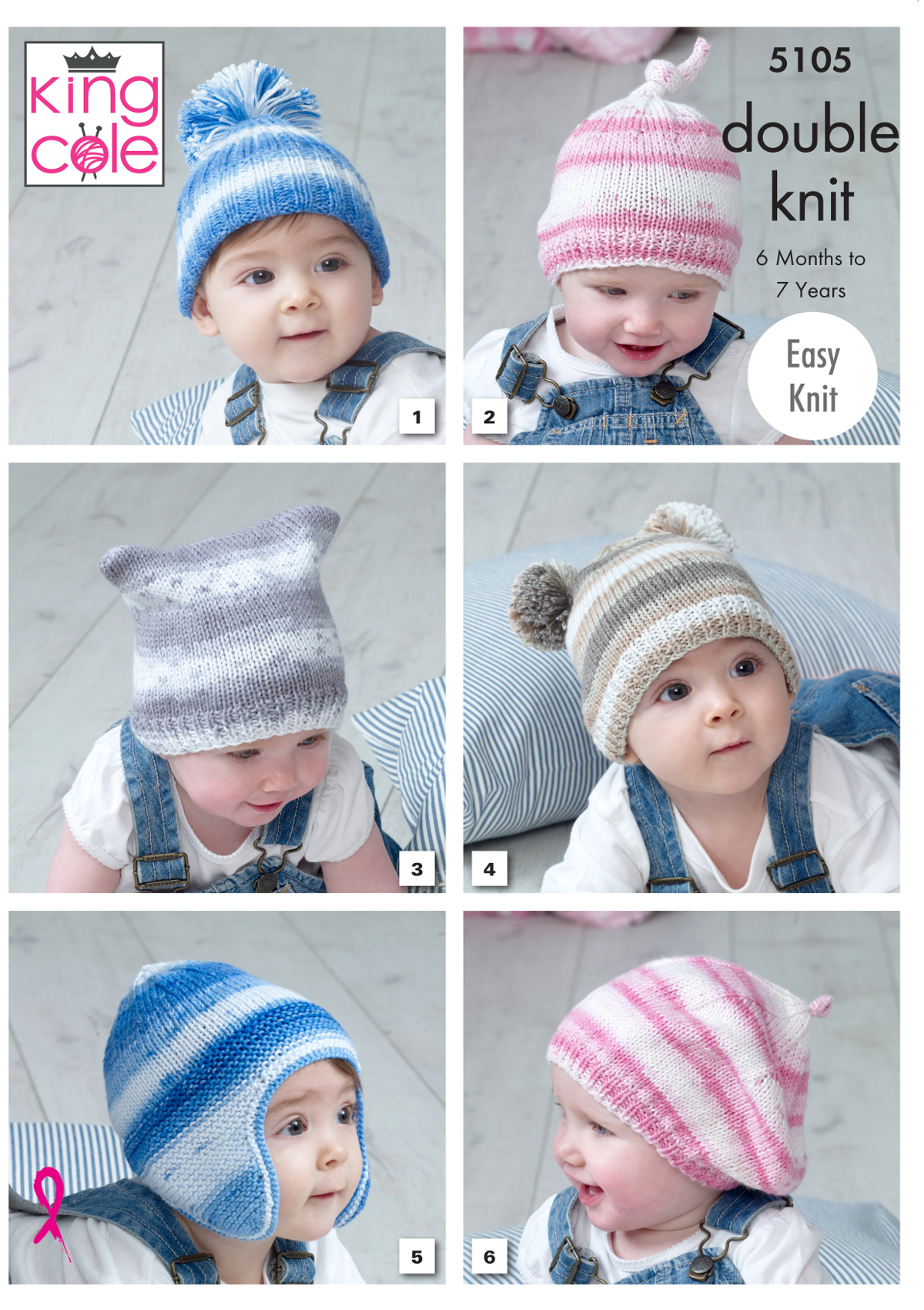 Beret Knitting Pattern Easy Details About Ba Double Knitting Pattern Easy Knit Hats Helmet Beret King Cole 5105