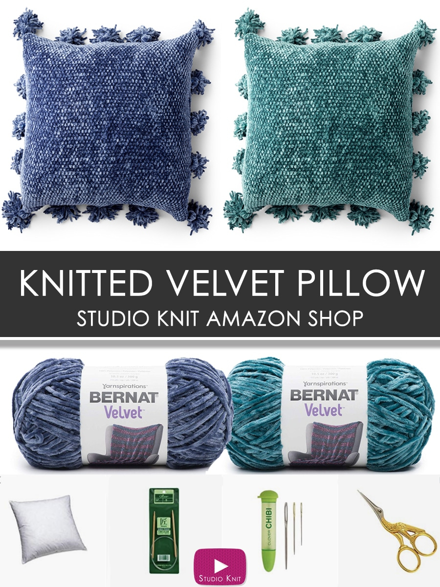 Bernat Patterns Knit Knitted Velvet Pillow Pattern And Video Tutorial Studio Knit