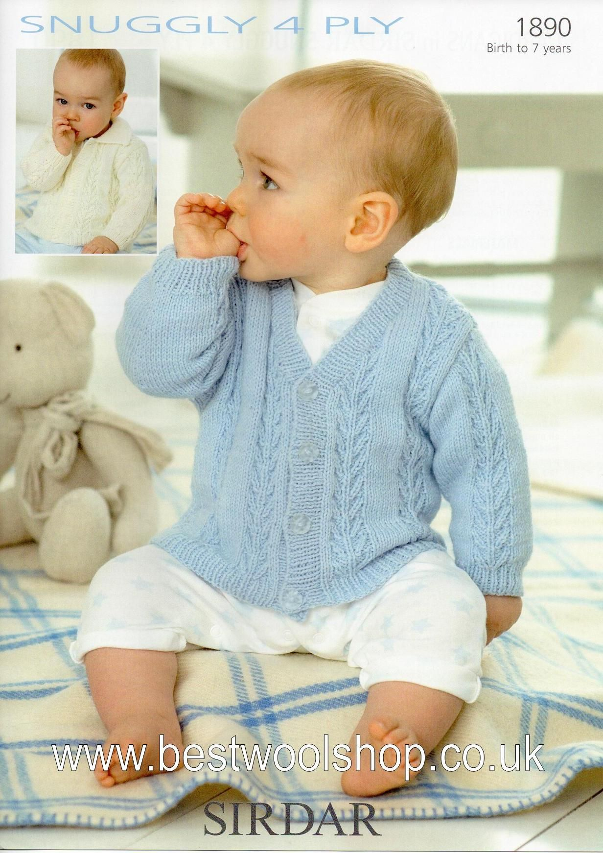 Boy Knitting Patterns 1890 Sirdar Snuggly 4 Ply V Neck Collared Cardigan Knitting Pattern To Fit 0 To 7 Years