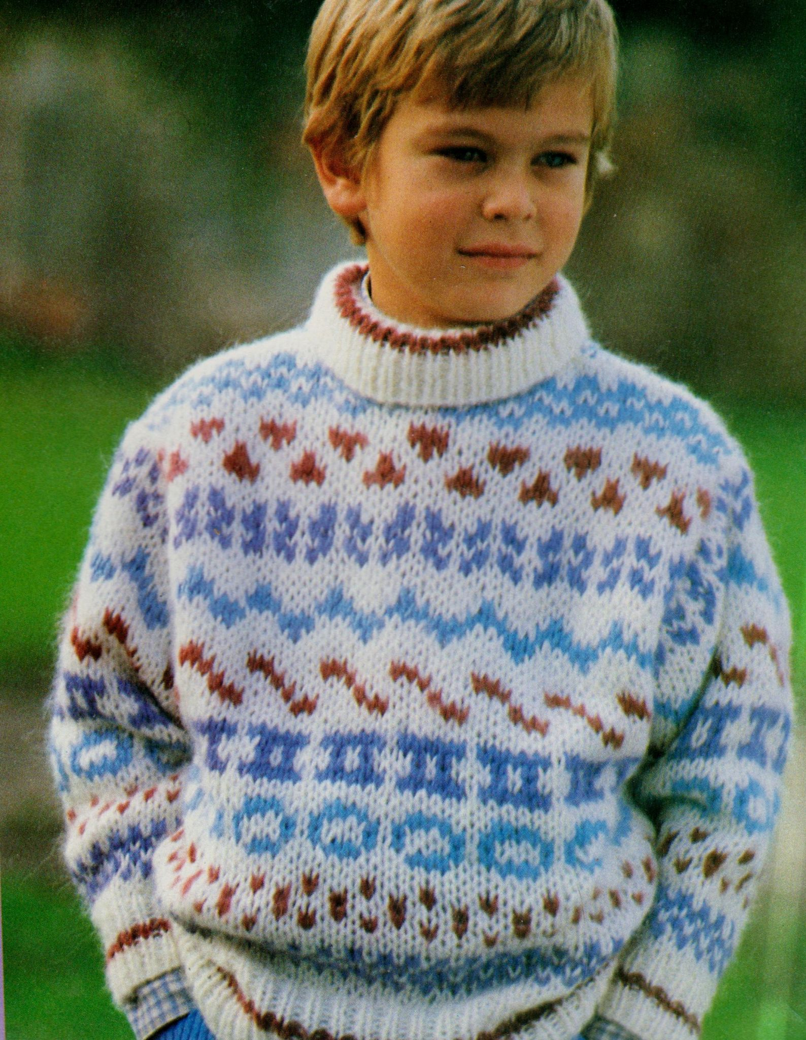 Boy Knitting Patterns Original Vintage Knitting Pattern Childs Easy Chunky Fair Isle Sweater Jumper Chest 24 30