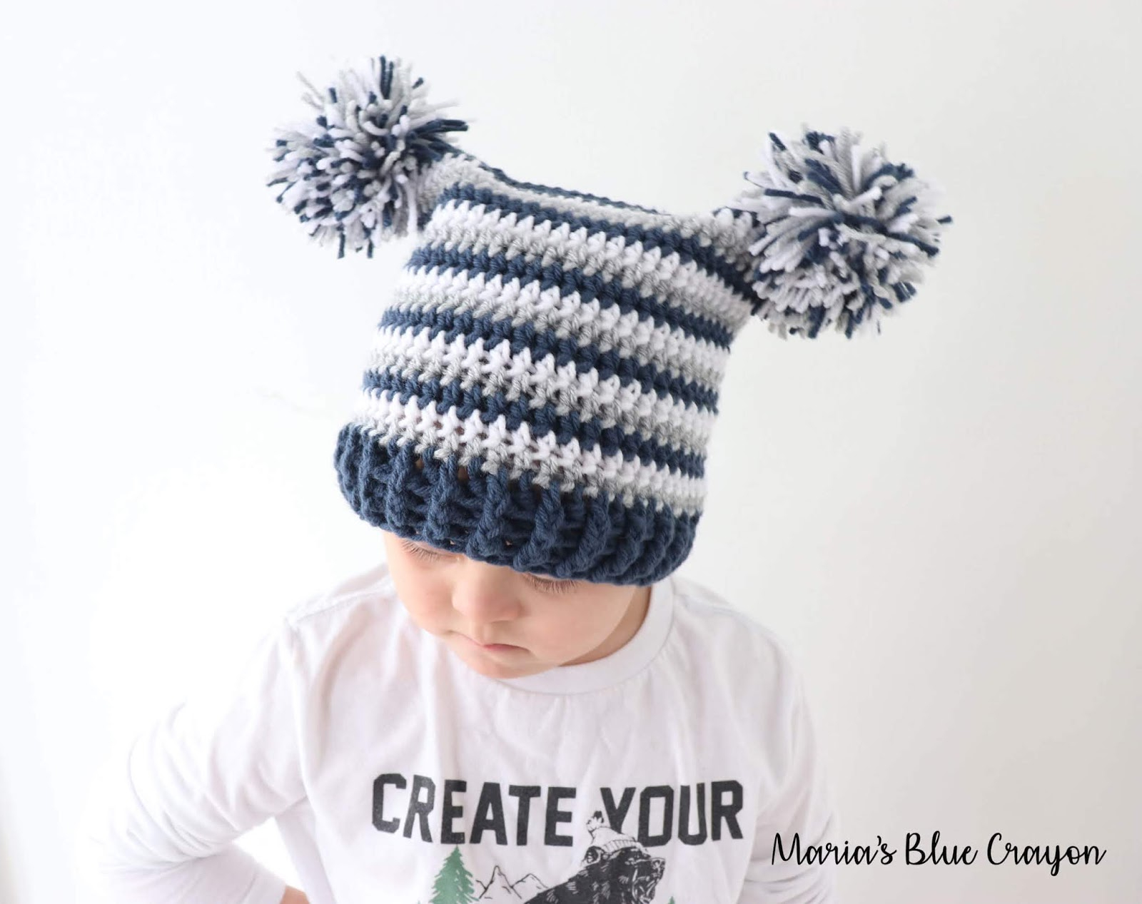 Boys Knitted Hat Patterns Double Pom Pom Hat For Ba Kids And Adults Free Crochet Pattern