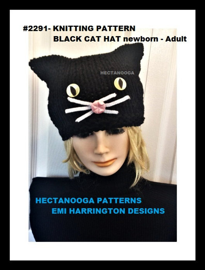 Boys Knitted Hat Patterns Knitting Pattern Black Cat Hat Knit Hat Pattern Hat Knitting Pattern Ba Child Kids Teen Boys Girls Adult Men Women 2291k