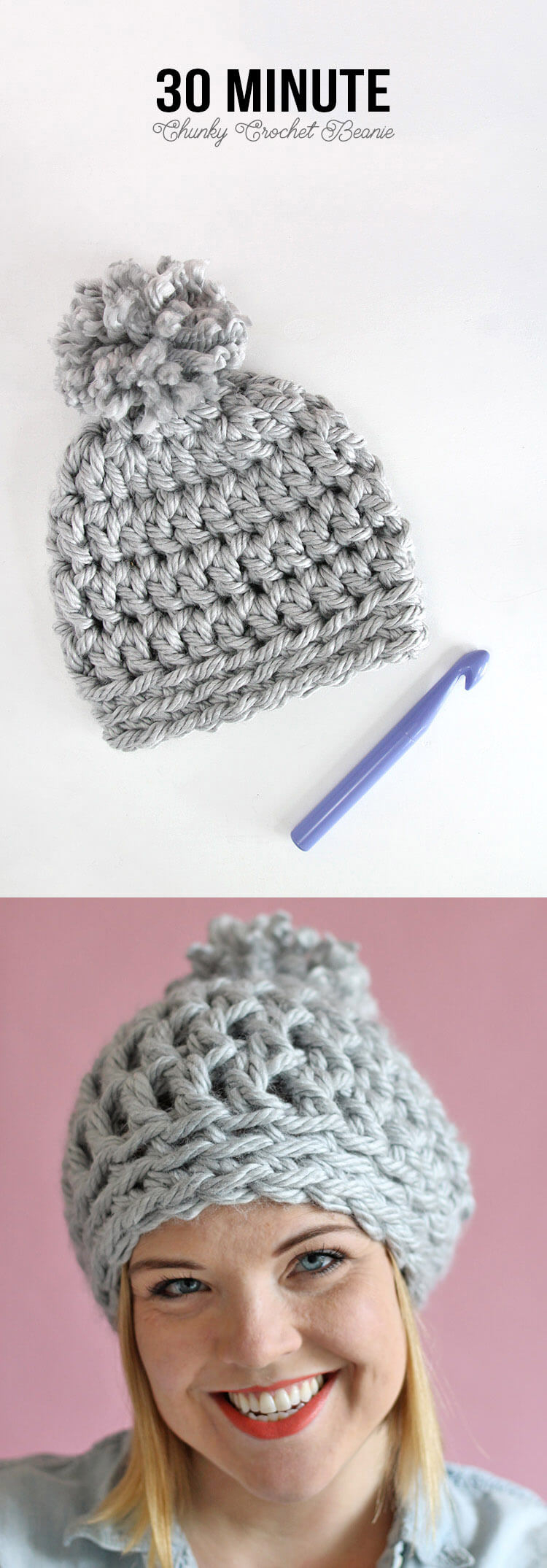 Bulky Knit Hat Pattern Free 30 Minute Easy Chunky Crochet Beanie Persia Lou