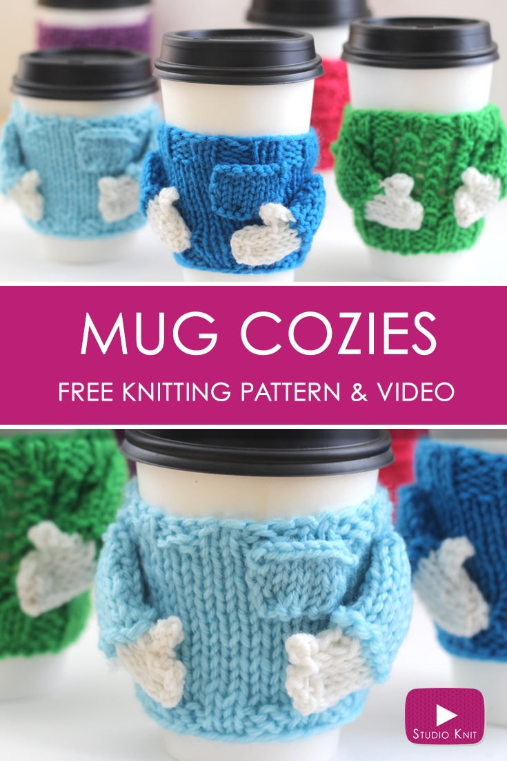 Cable Knit Coffee Cozy Pattern Coffee Cozy Sweater Knitting Pattern With Video Tutorial Studio Knit