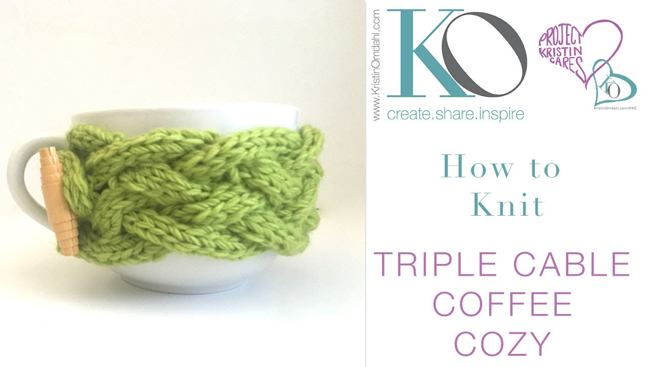 Cable Knit Coffee Cozy Pattern How To Knit Triple Cable Coffee Cozy