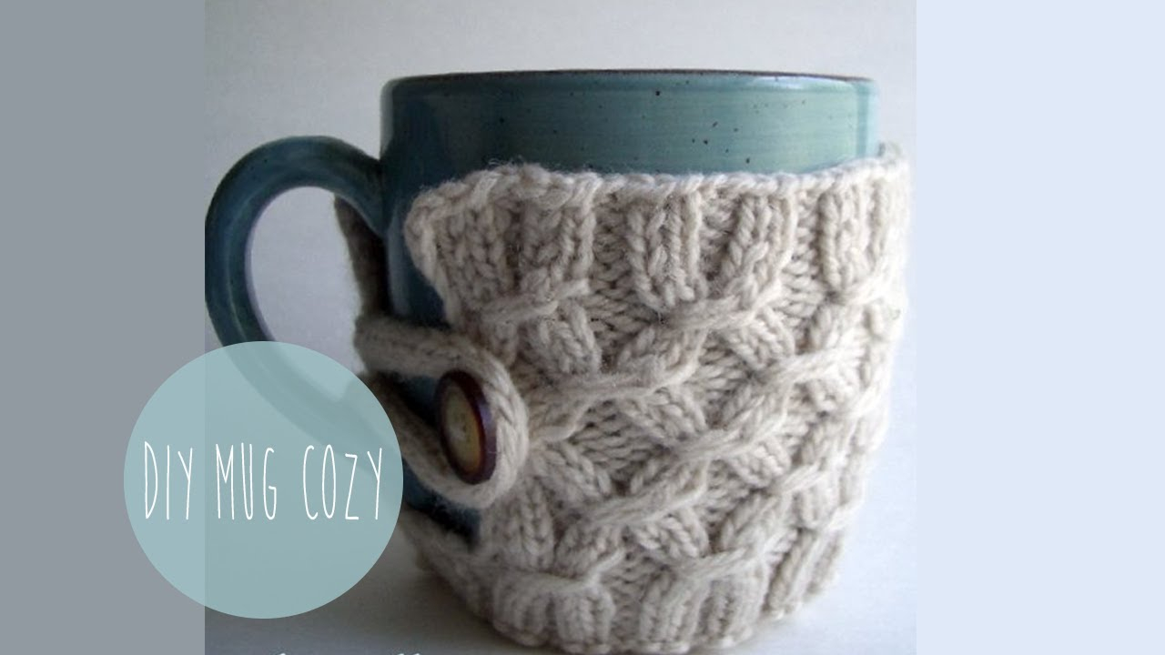 Cable Knit Coffee Cozy Pattern Knitting Tutorial Smocked Mug