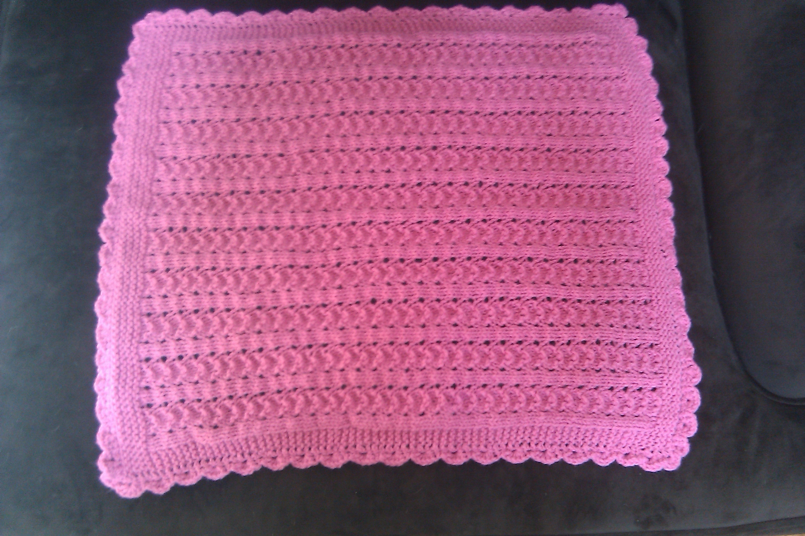 Car Seat Knitted Blanket Pattern Pink Stroller Blanket With Crochet Border Yarn Fun Eve