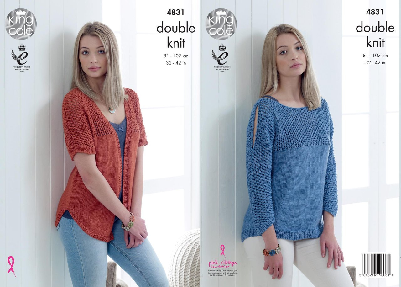 Cardigan Sweater Knitting Pattern King Cole 4831 Knitting Pattern Womens Cardigan And Sweater In King Cole Smooth Dk