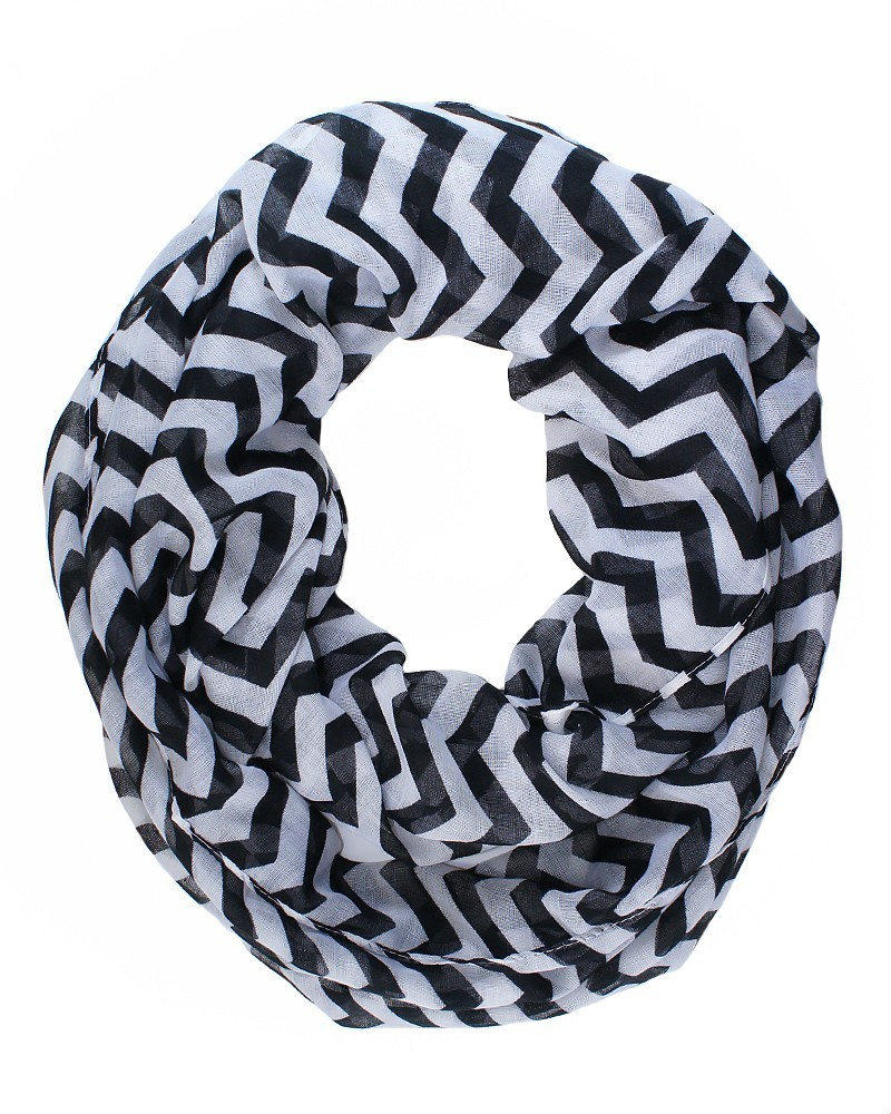Chevron Infinity Scarf Knitting Pattern Black And White Infinity Scarf