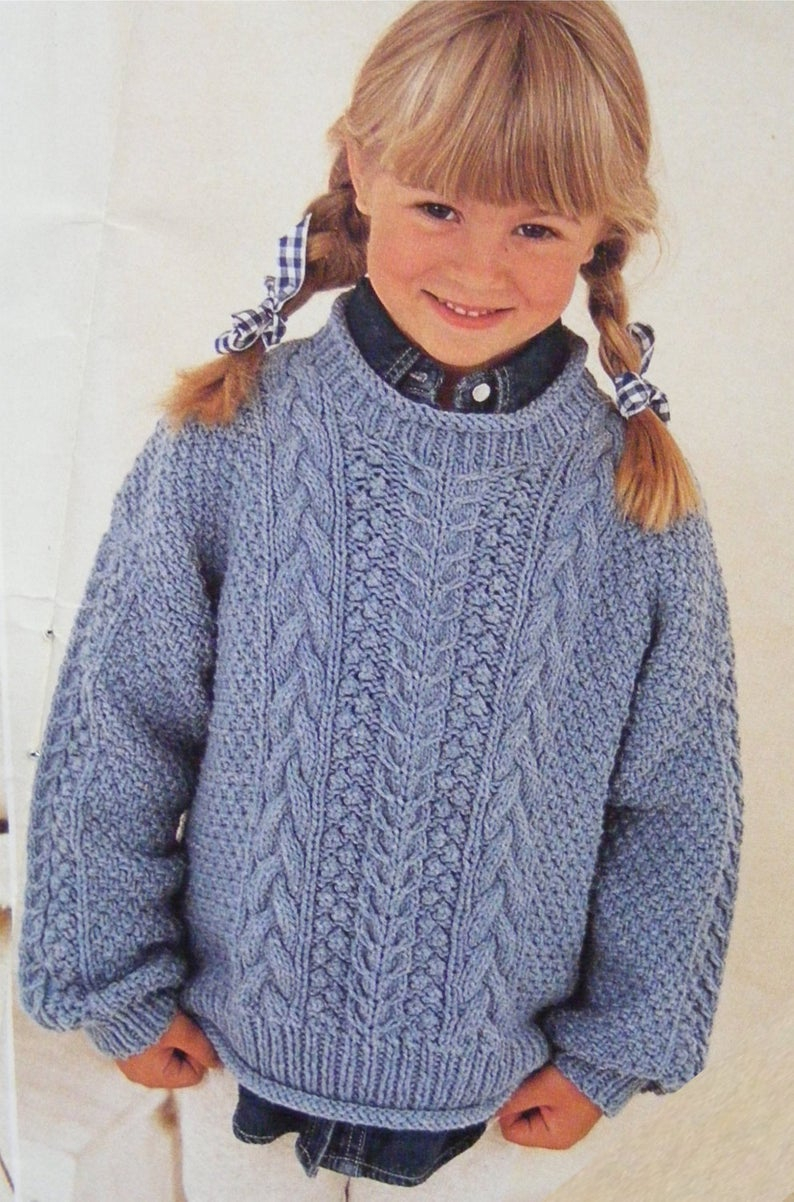 Childrens Aran Knitting Patterns Childrens Aran Sweater Knitting Pattern Pdf Boys Or Girls 20 22 24 26 28 And 30 Inch Chest Toddlers And Bas Patterned Aran Jumper