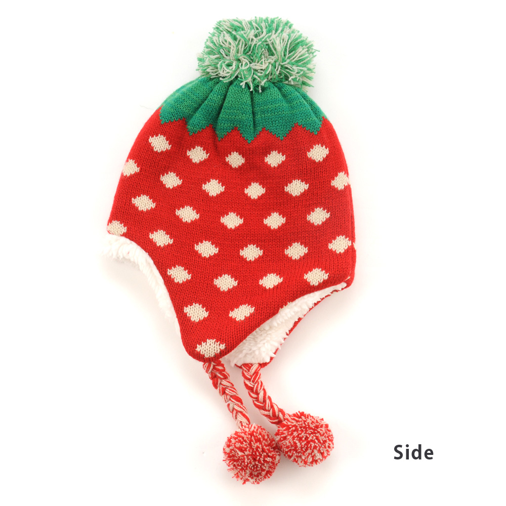 Child's Knitted Hat Pattern Childrens Clothes Hat Knit Hat Red Red Pink Fashion Children Child Warm Strawberry Pattern Going To Kindergarten Attending School S 46 50 Cmm