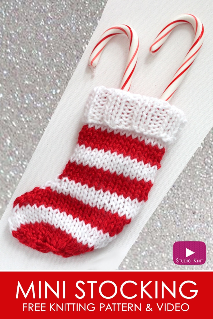 Christmas Stocking Knitting Patterns Knit A Mini Christmas Stocking Pattern With Video Tutorial Studio Knit