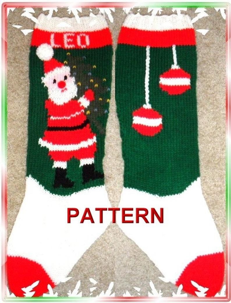 Christmas Stocking Knitting Patterns Santa And Tree Christmas Stocking Knitting Pattern
