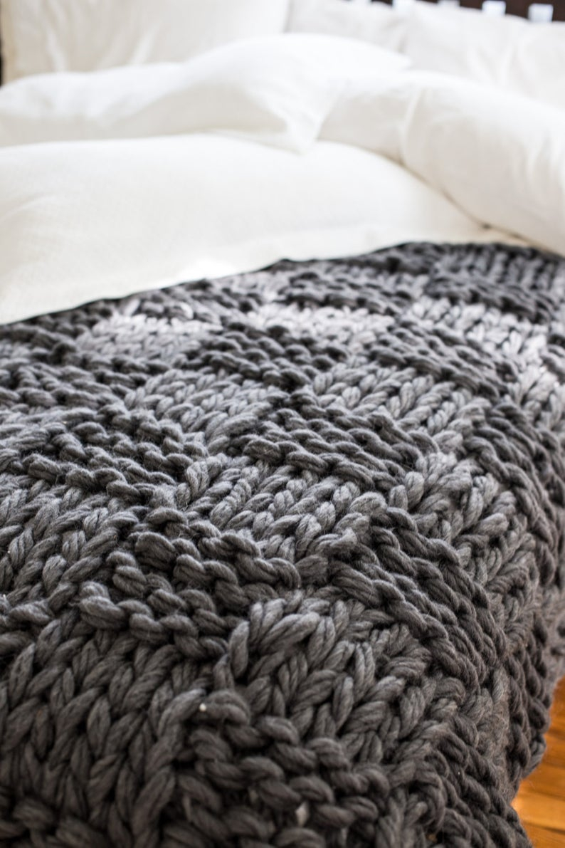 Chunky Knit Blanket Pattern Chunky Knit Throw Blanket Pattern Arm Knitting