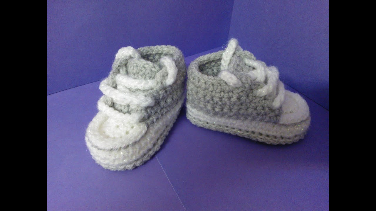 Converse Knitted Slippers Pattern How To Crochet My Easy New Born Ba Converse Style Slippers P2