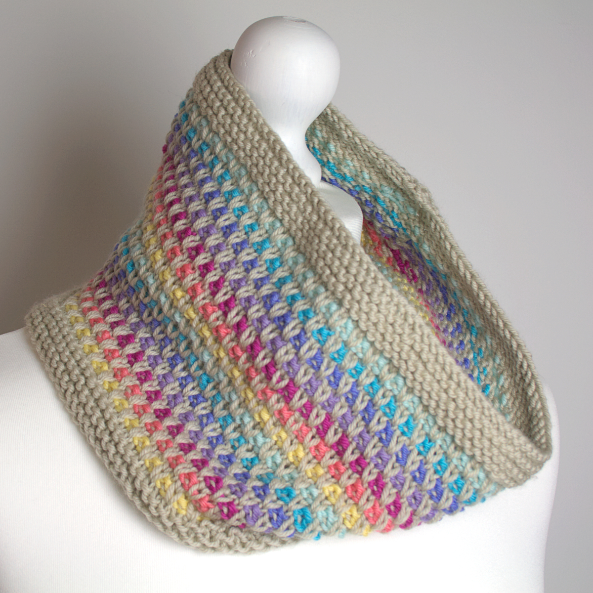 Cowl Knit Patterns Rainbow Slip Cowl Knitting Pattern