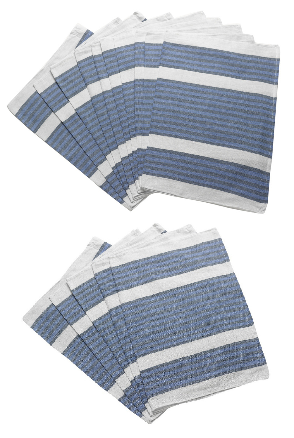 Dish Towel Knitting Pattern Details About Cotton Two Tone Striped Kitchen Tea Towels Pack Of Blue White Catering Cloths