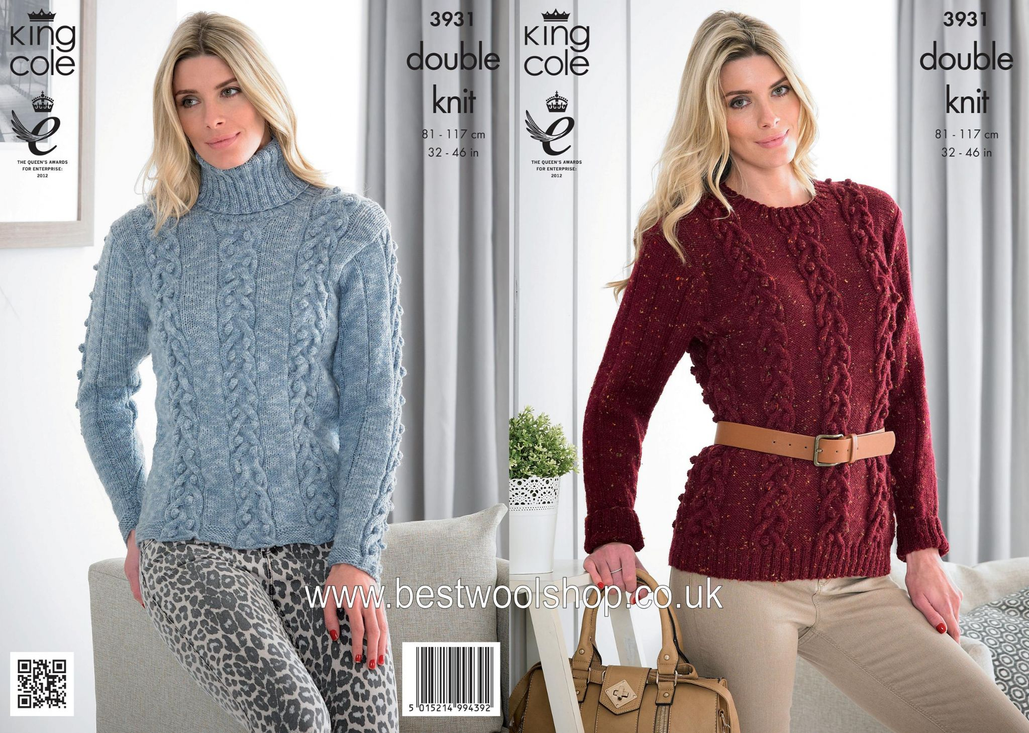 Dk Knitting Patterns 3931 King Cole Moods Dk Round Polo Neck Cabled Sweater Knitting Pattern To Fit Chest 32 To 46 4