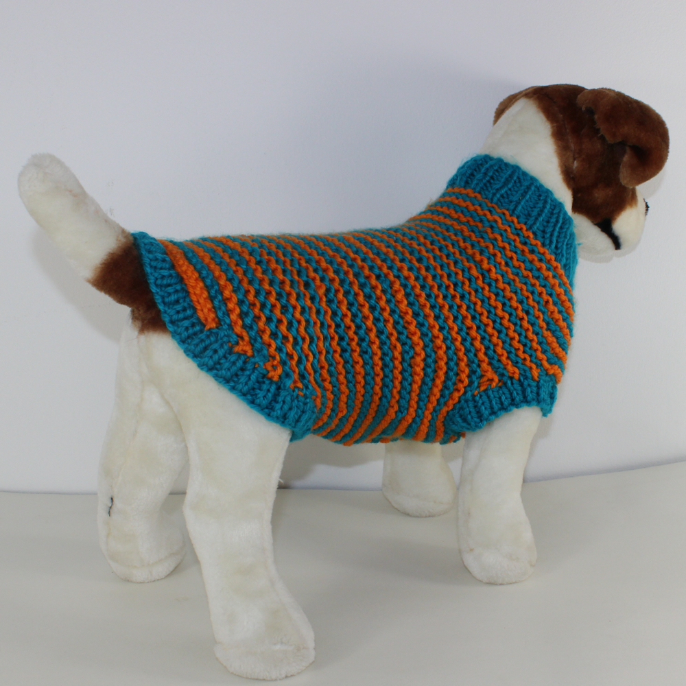 Dog Sweater Knitting Pattern Chunky Stripe Garter Stitch Dog Coat