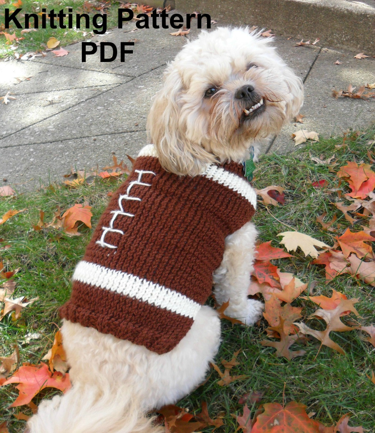 Dog Sweater Knitting Pattern Football Dog Sweater Knitting Pattern Pdf Small Dog Sweater