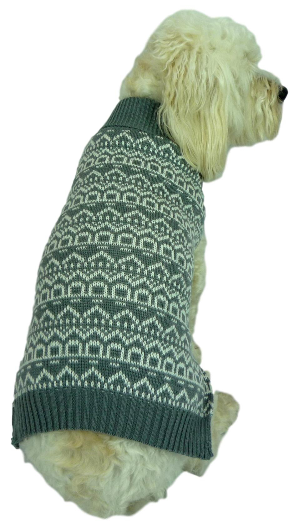 Dog Sweater Knitting Pattern Grey And White Nordic Knit Dog Sweater