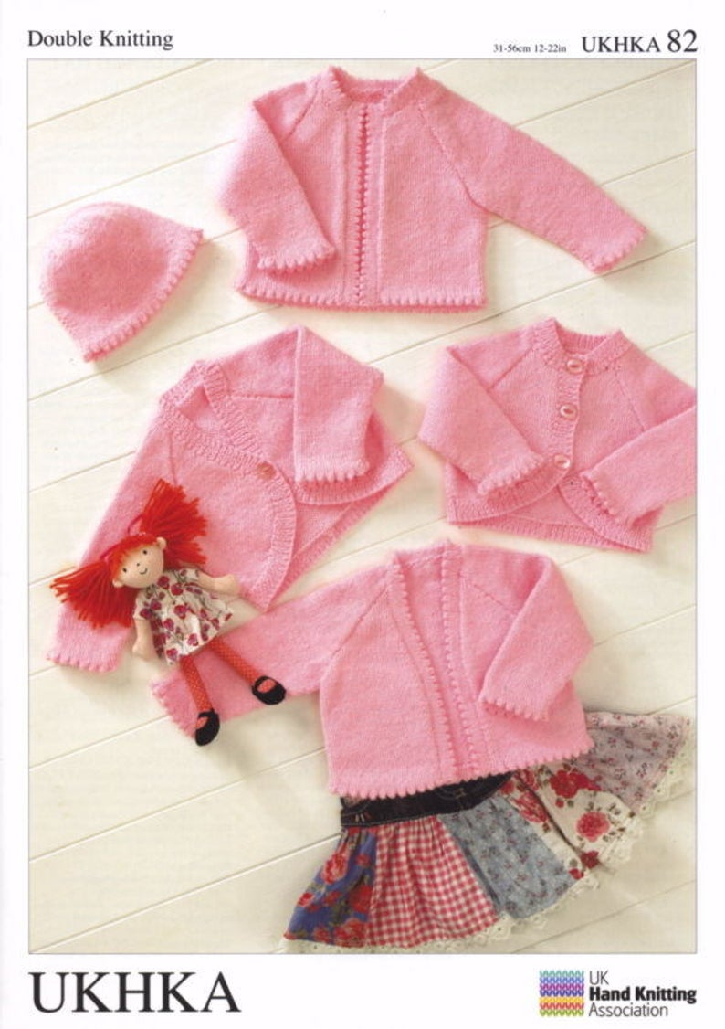 Double Knitting Baby Patterns Ba Girl Cardigan Bolero And Hat Knitting Pattern Prem 2years Ukhka 82 To Fit Size 31 51 Cm Ba Knitting Ba Pattern Picot Edge