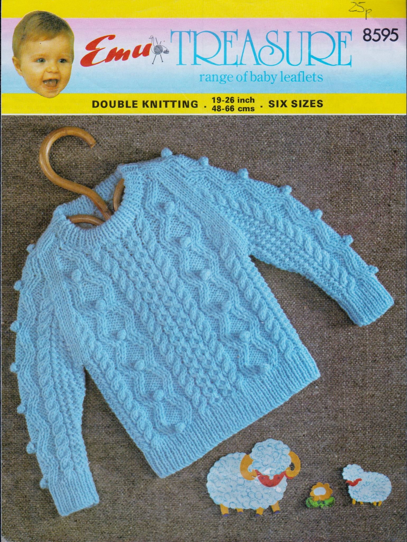 Double Knitting Baby Patterns Pdf Knitting Pattern Emu 8595 Ba Childs Cable Sweater In Double Knitting Chest 19 26