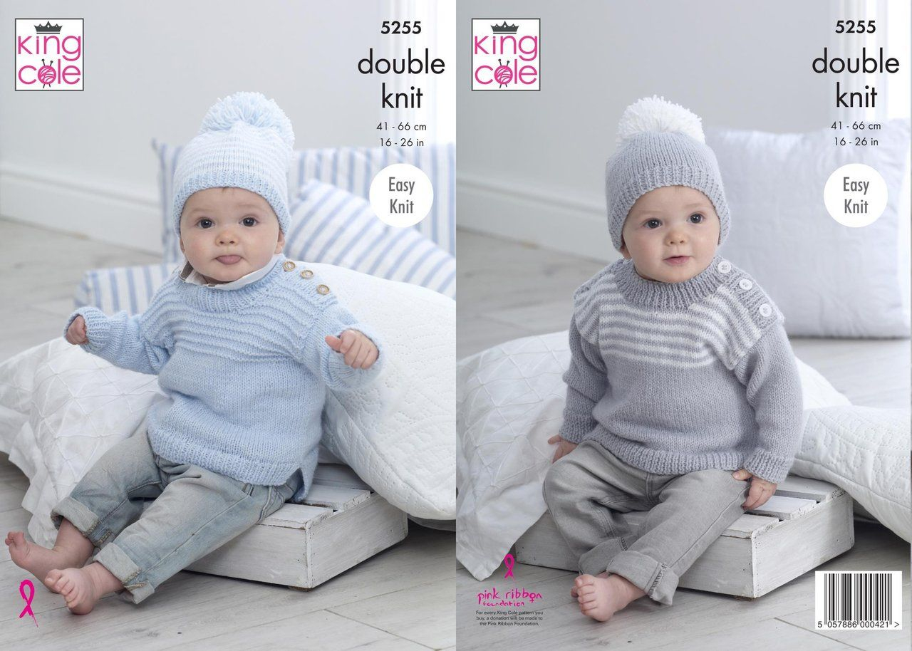 Double Knitting Baby Patterns Sweaters Hats Knitting Pattern King Cole 5255 16 26 Inch