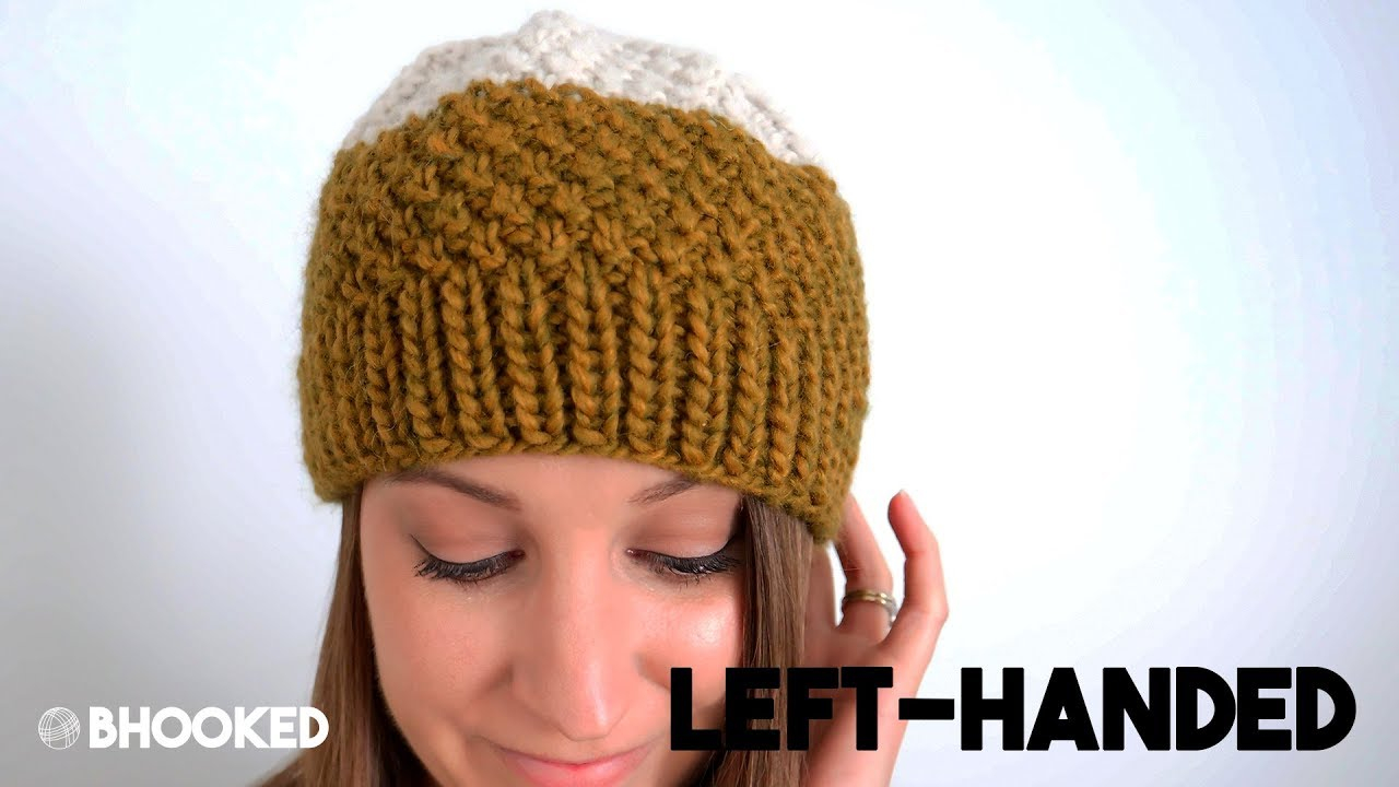 Double Knitting Hat Pattern Double Moss Stitch Knit Hat Tutorial For Beginners Left Handed