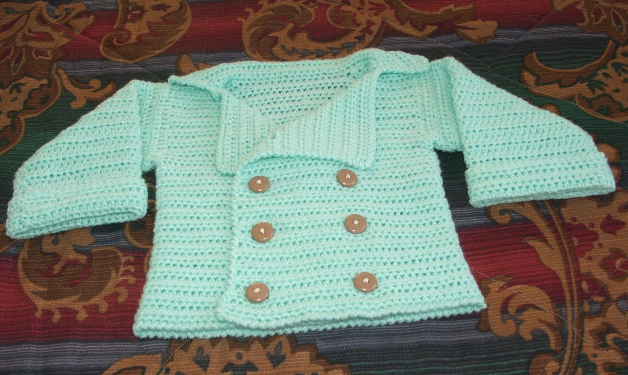 Double Knitting Patterns For Babies Free Infants Double Breasted Sweater Free Crochet Pattern