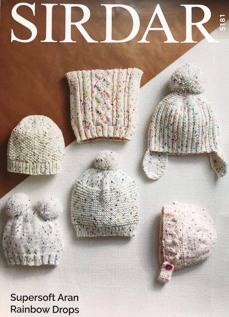 Drops Knitting Patterns Snuggly Hats Knit Pattern Aran Rainbow Drops Sirdar Birth To 7 Years