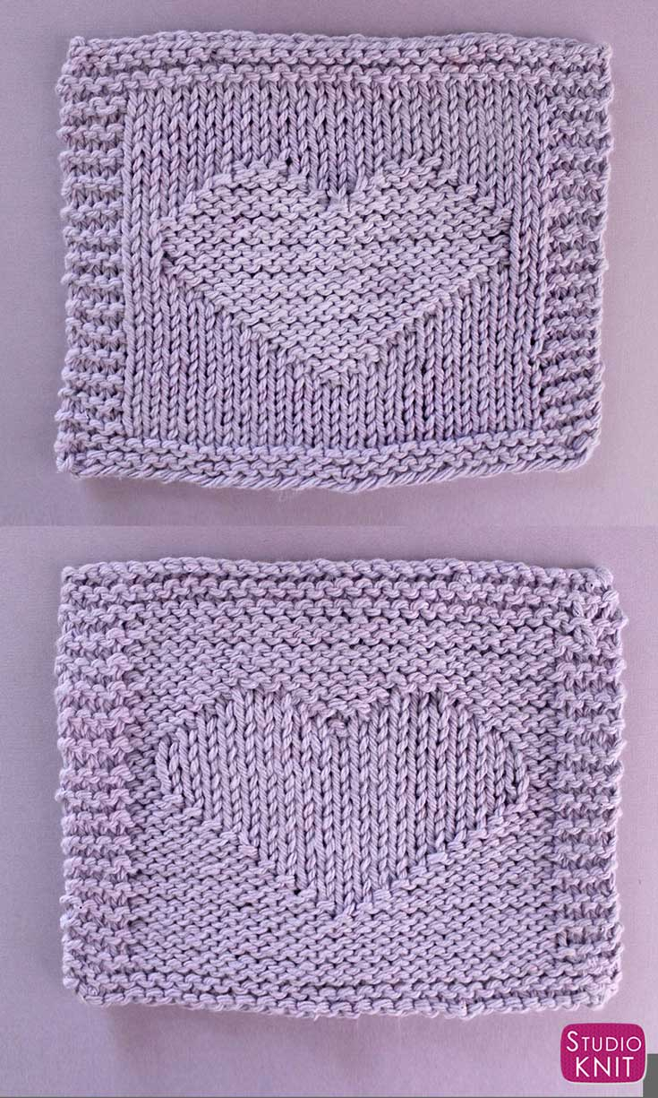 Easy Dishcloth Knit Pattern Easy Heart Stitch Knitting Pattern Studio Knit