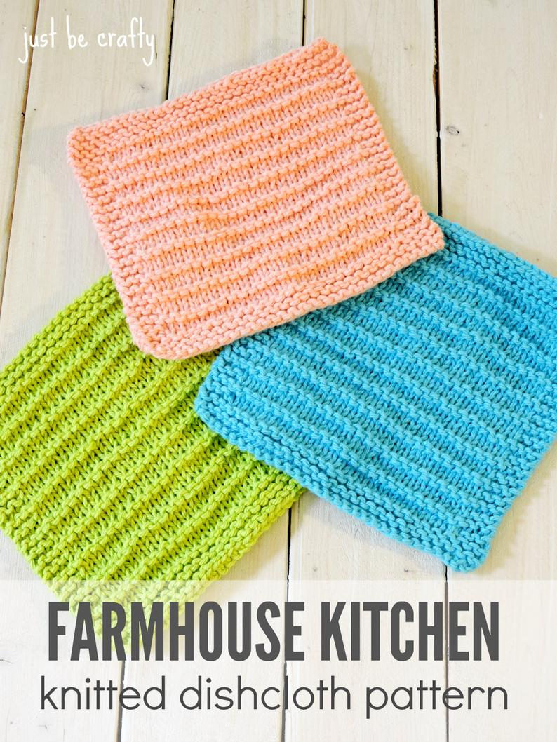 Easy Dishcloth Knit Pattern Knitting Pattern Knitted Dishcloth Pattern Farmhouse Kitchen Dishcloth Pattern Easy Knit Dishcloth Pattern Pdf Download